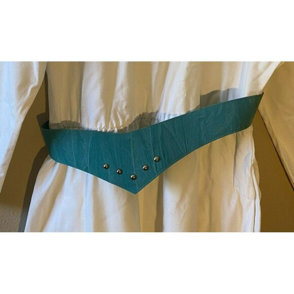 Vintage Cheyenne Outfitters Maxi Dress 12 White Turquoise Concho Southwestern - Picture 8 of 11